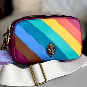 KURT GEIGER Kensington 2 zip rainbow wide strap camera crossbody bag